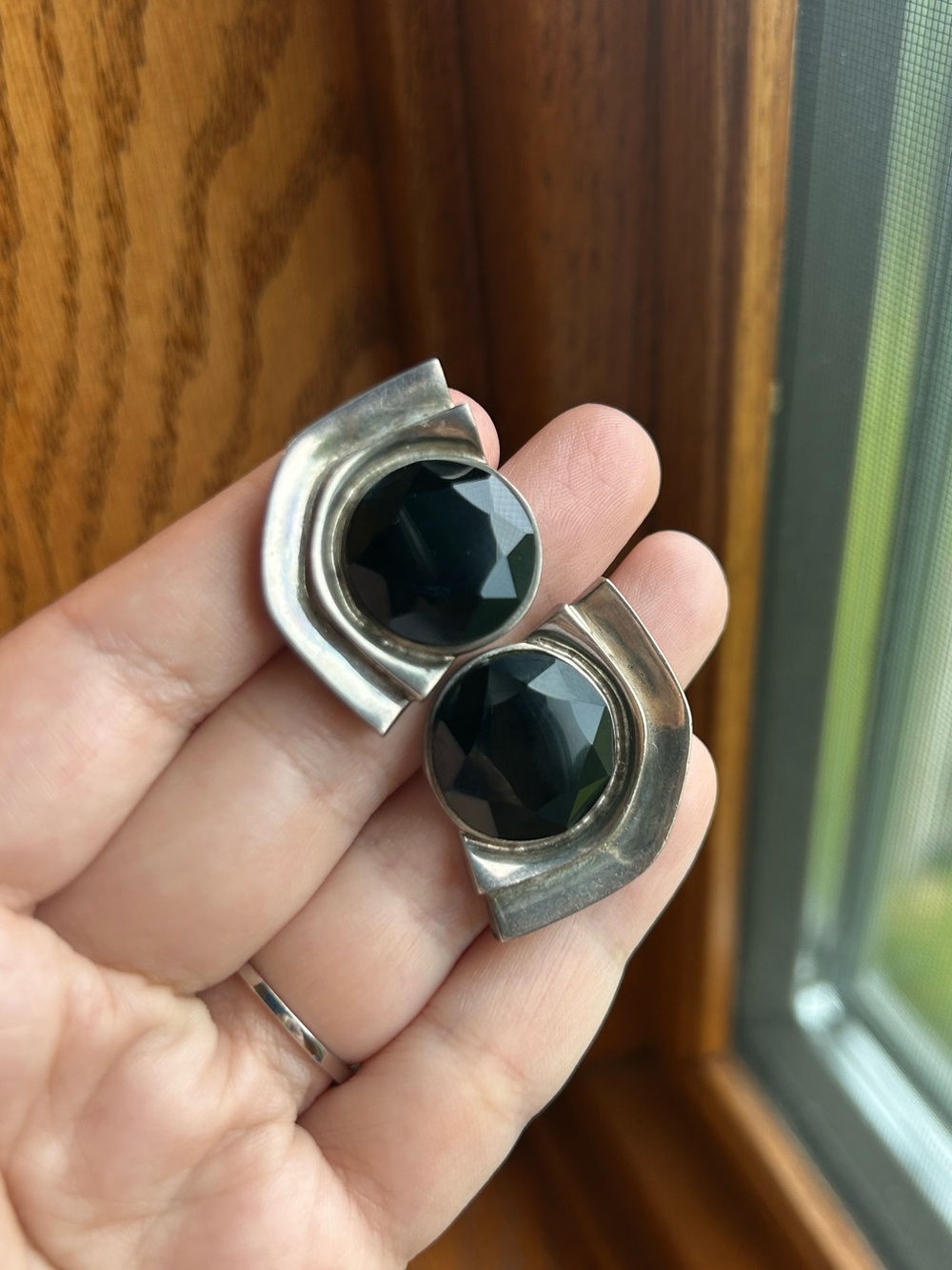 Mod brutalist Sylvia Sims Sterling silver earrings